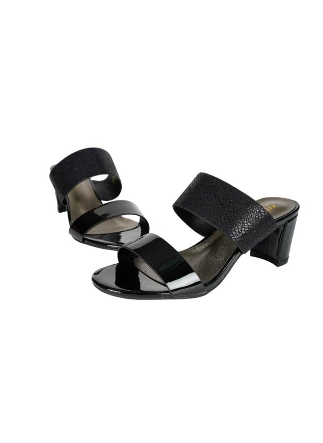 Michelle Morgan 092-2654 Elegant Black Block Heel Mules - Image 1