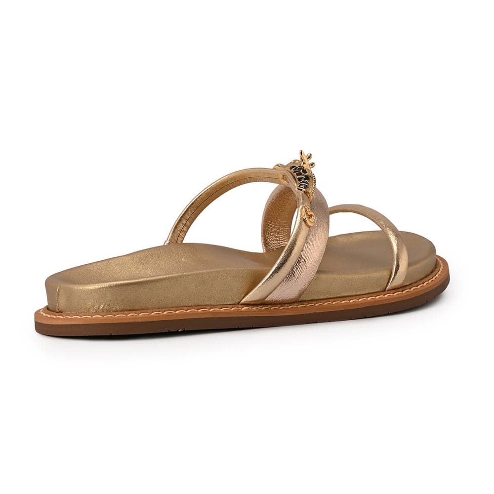 Golden Giraffe Straps Metal Sandal: Elegance Unmatched - Image 1