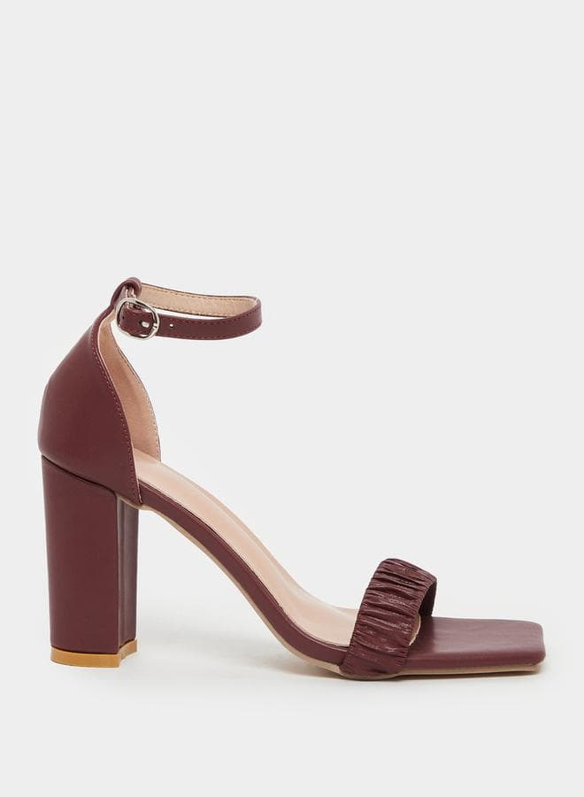 Elegant Burgundy Styli Pleated Ankle Strap Sandals - Image 1