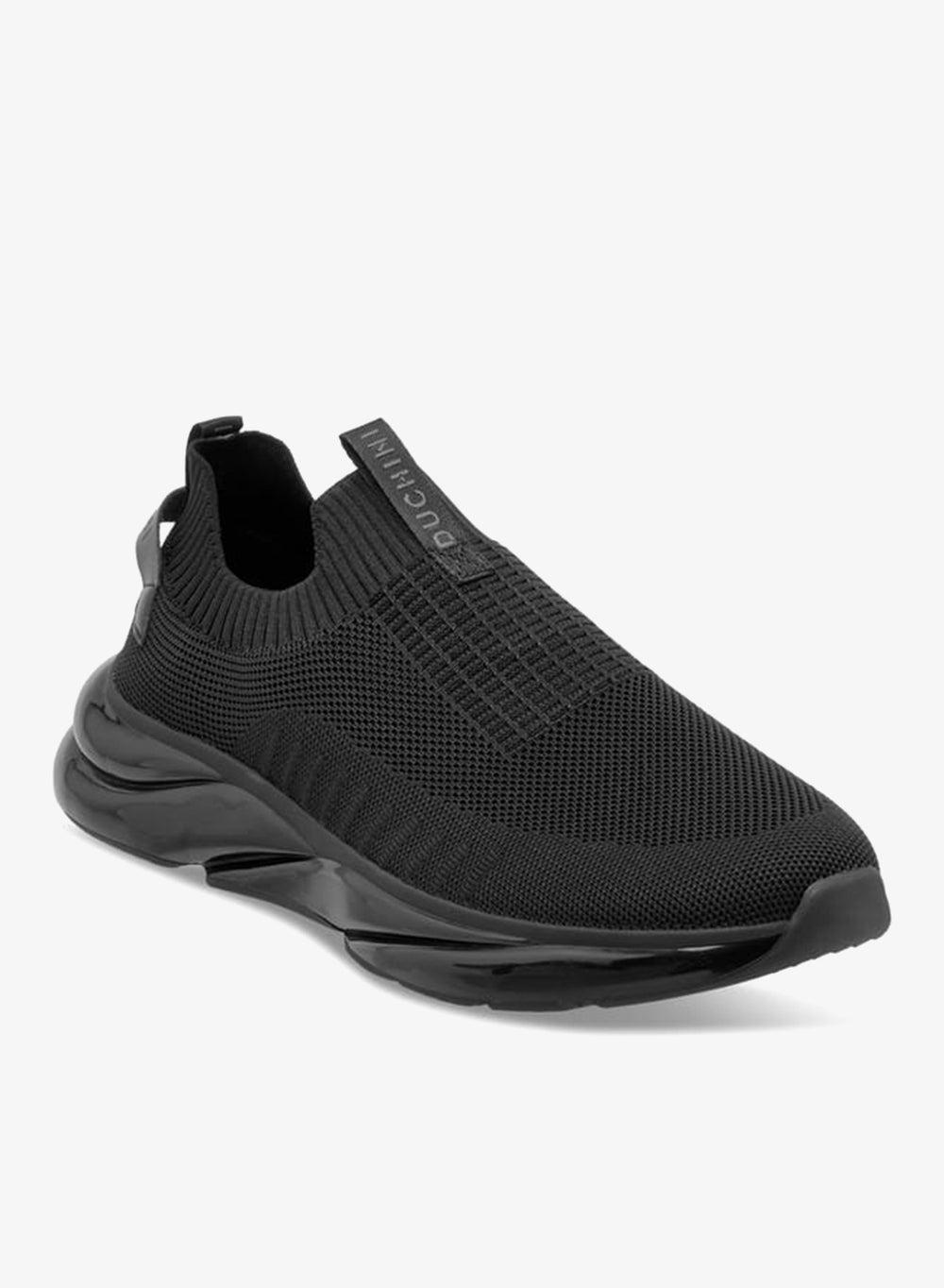 St3673Hblack Men's Sleek Textured Slip-On Sneakers - Image 1