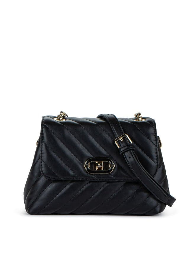 Vincci Black Quilted Shoulder Bag with Elegant Chain Detail - Image 1
