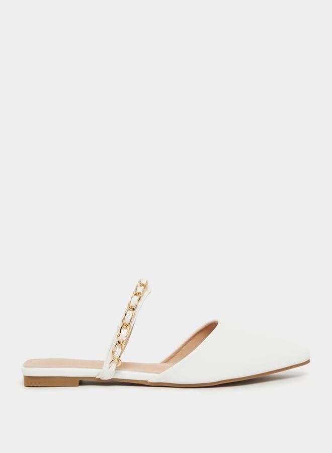 Elegant Chain-Embellished Pointed Toe Mules - Image 1