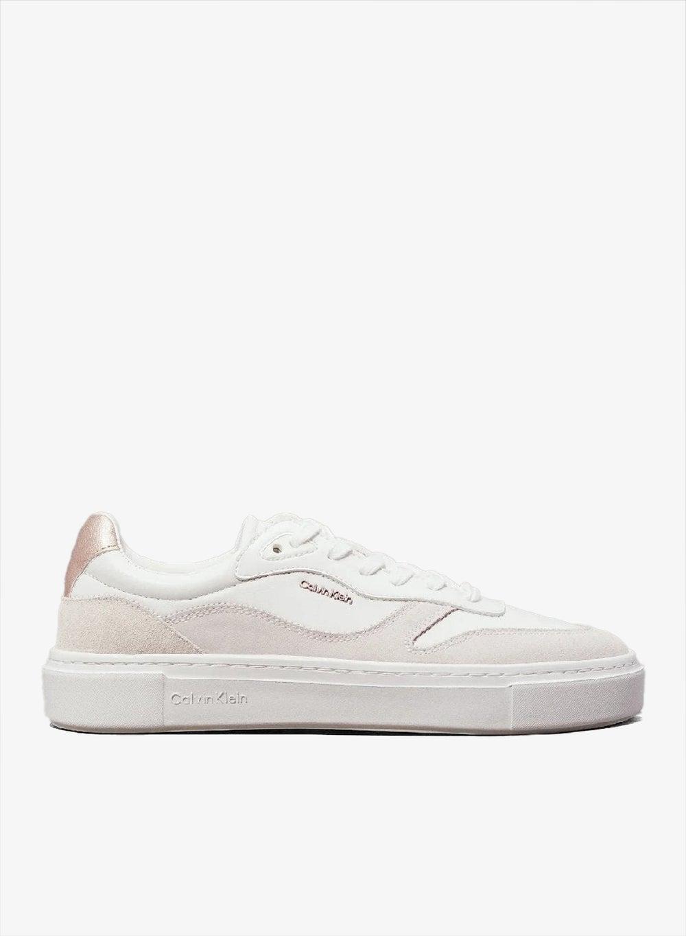 Cupsole Lace Up W/Ml Mix M Leather Trainers in White/Metal Cameo - Image 1