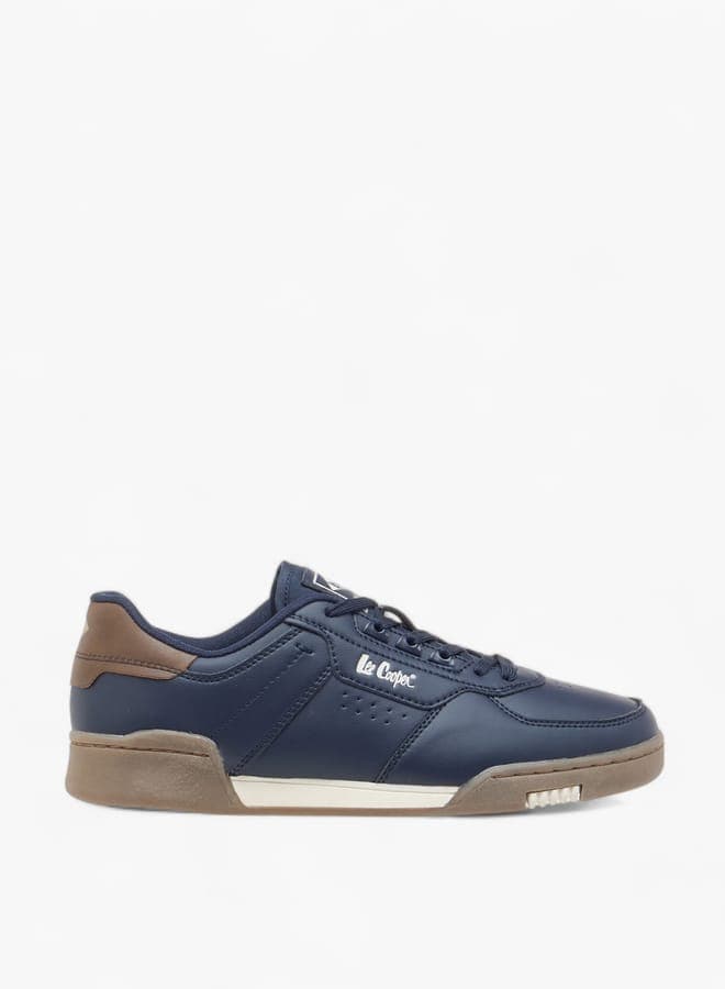 Stm427325Navy - Elegant Navy Panelled Lace-Up Sneakers - Image 1