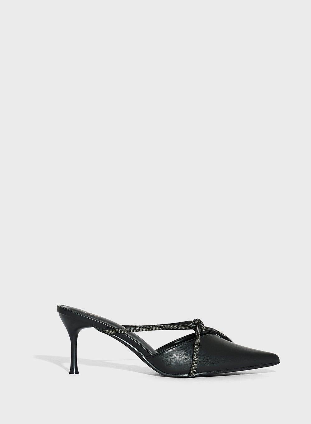 1936 F48 Diamante Knot Detail Black Pump - Image 1