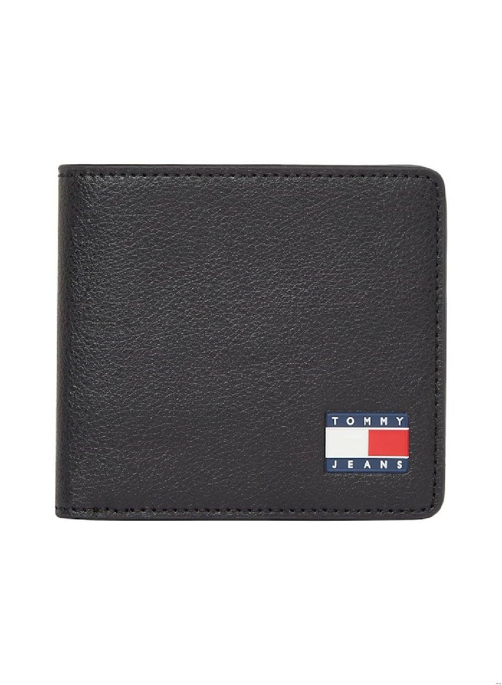 TOMMY JEANS Heritage Black Leather Slim Wallet for Men - Image 1
