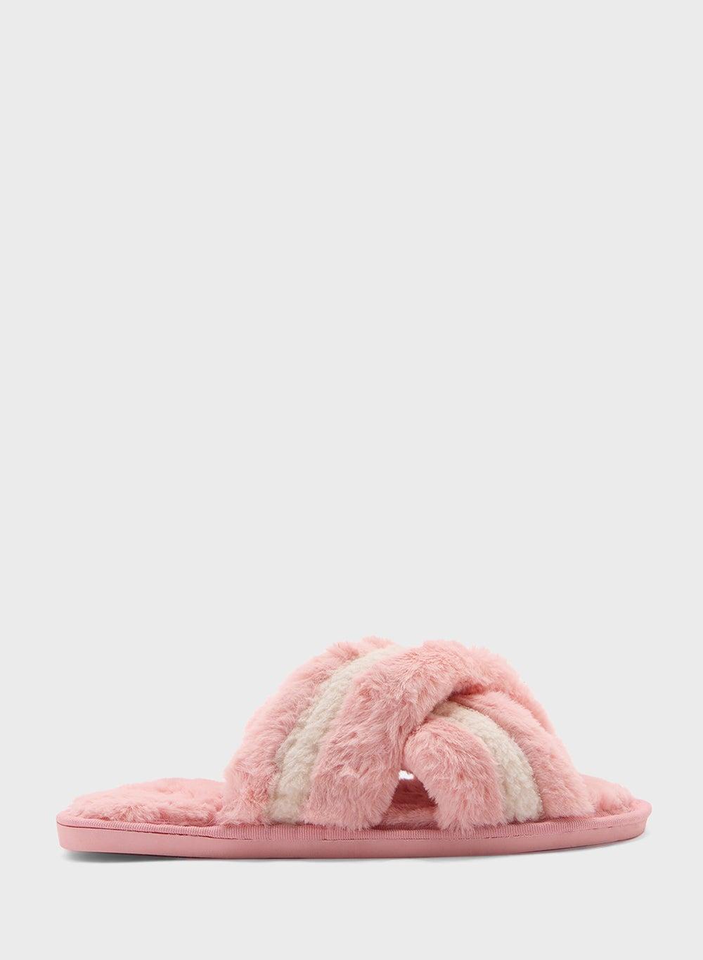 Ts60005 Luxurious Light Pink Stripe Bedroom Slippers - Image 1