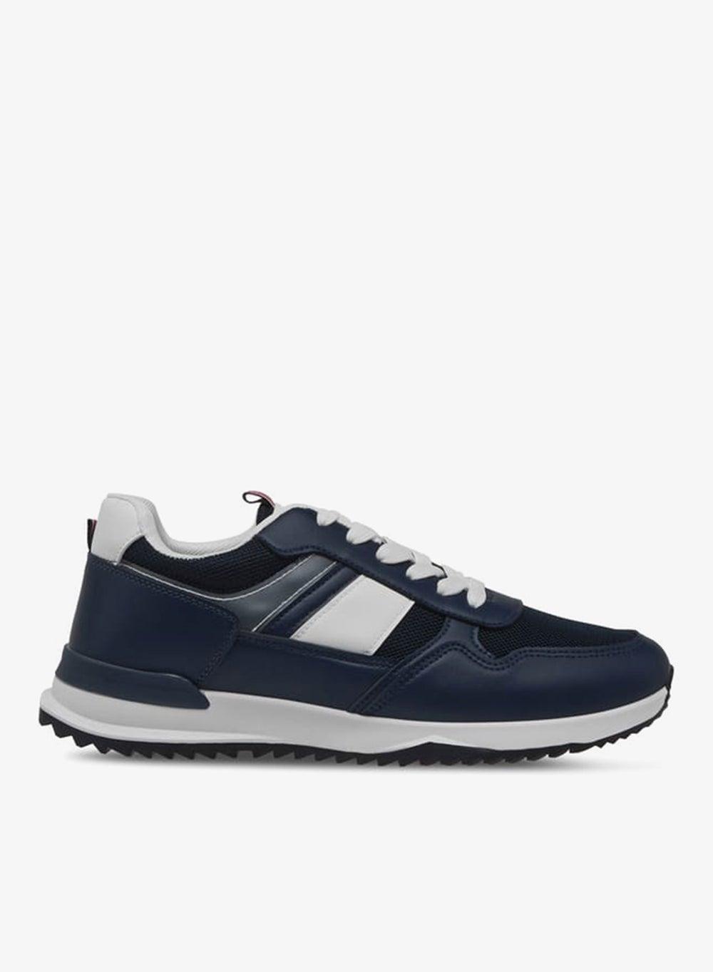 Wat230050Navy Luxe Men's Navy Panelled Low-Top Sneakers - Image 1
