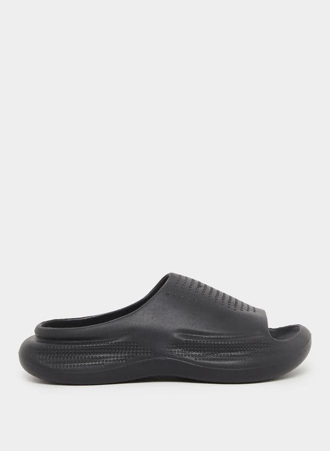 Luxury Black Open Toe Rubber Slides for Men - Image 1
