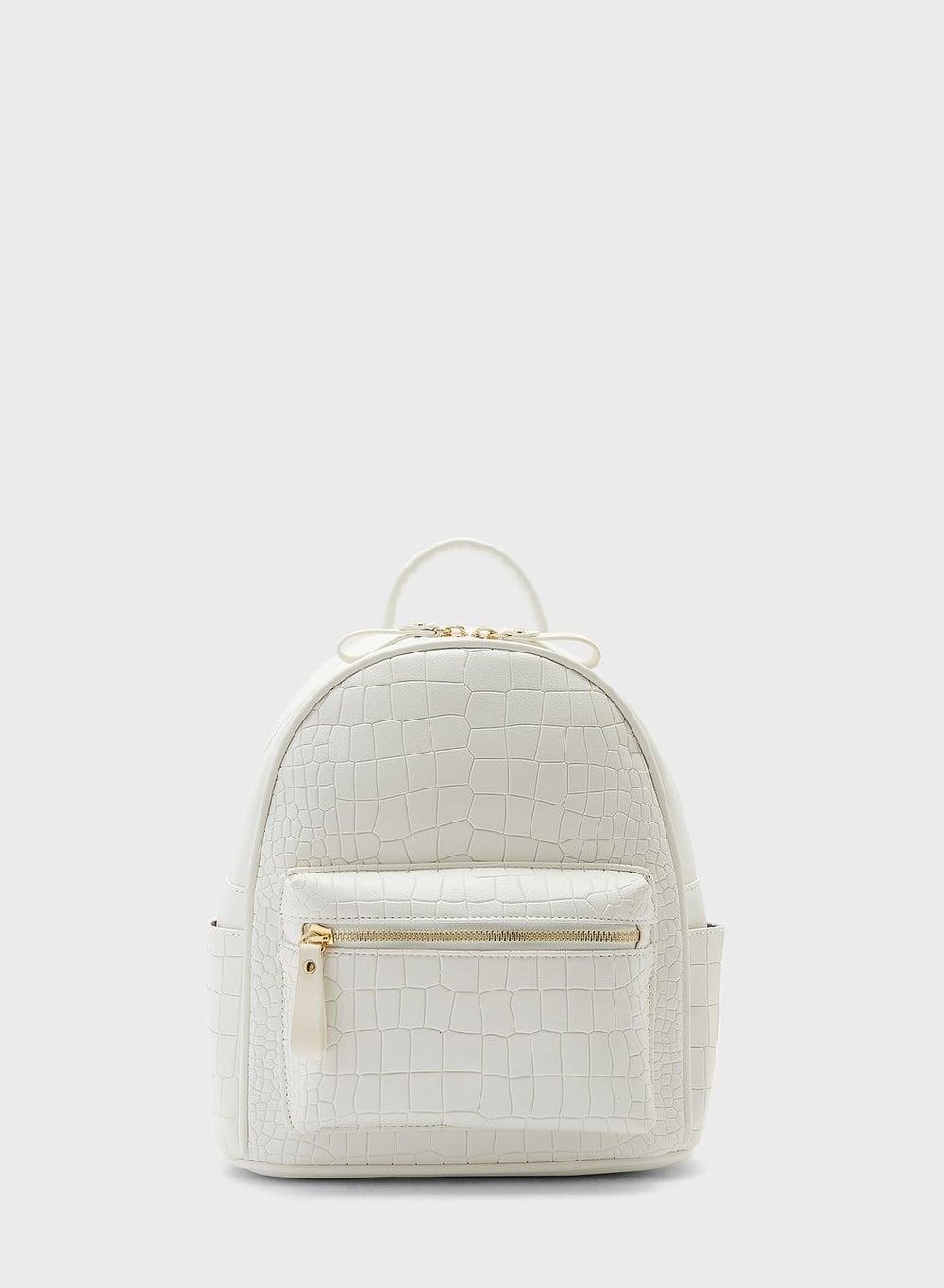 Ginger Croc Effect Chic Backpack for Stylish Women - Image 1