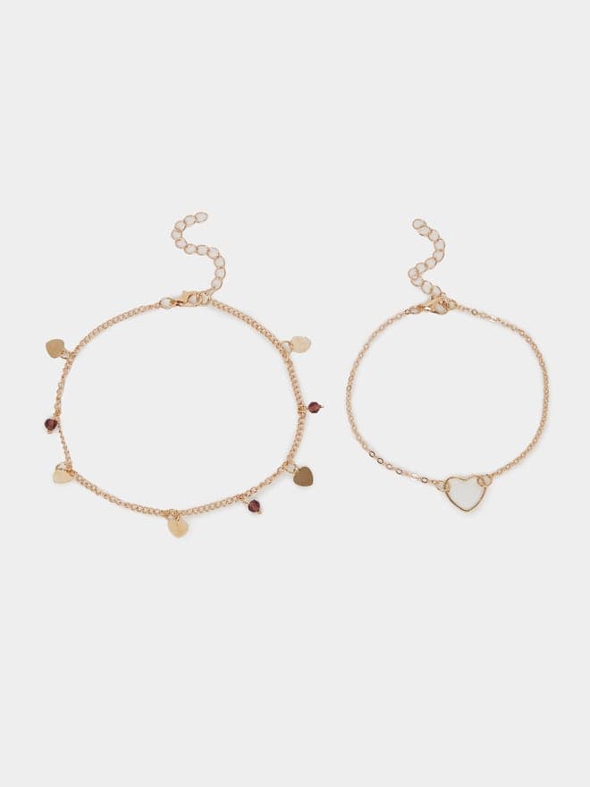 Elegant Heart Drop Anklet Duo for Stylish Women - Image 1