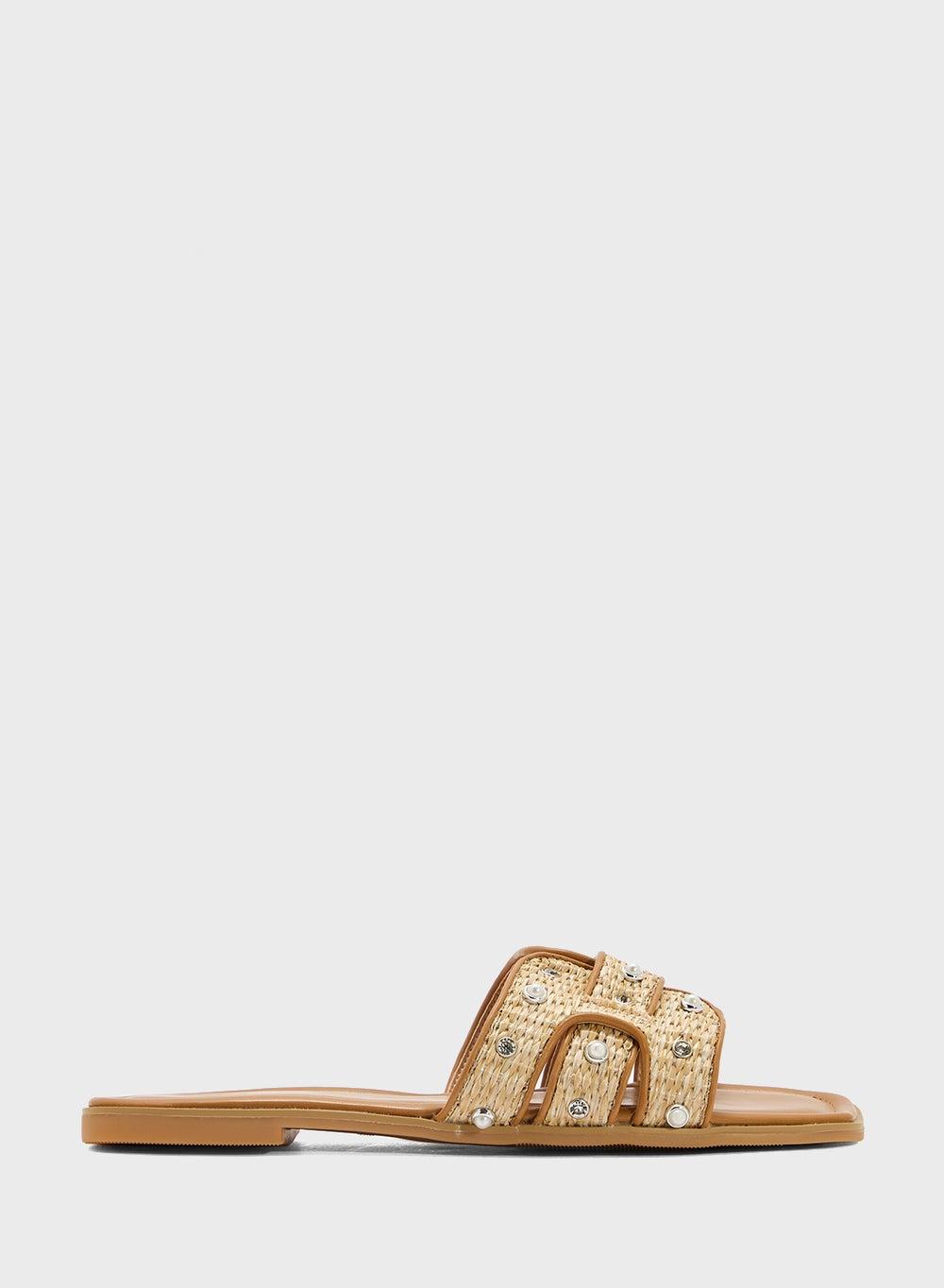 X2503 98 Elegance Unleashed: Brown Pearl-Strap Sandal - Image 1