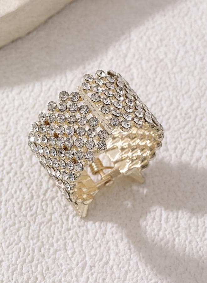 Take Two Rhinestone Gold Claw Clip for Luxurious Hold - Image 1