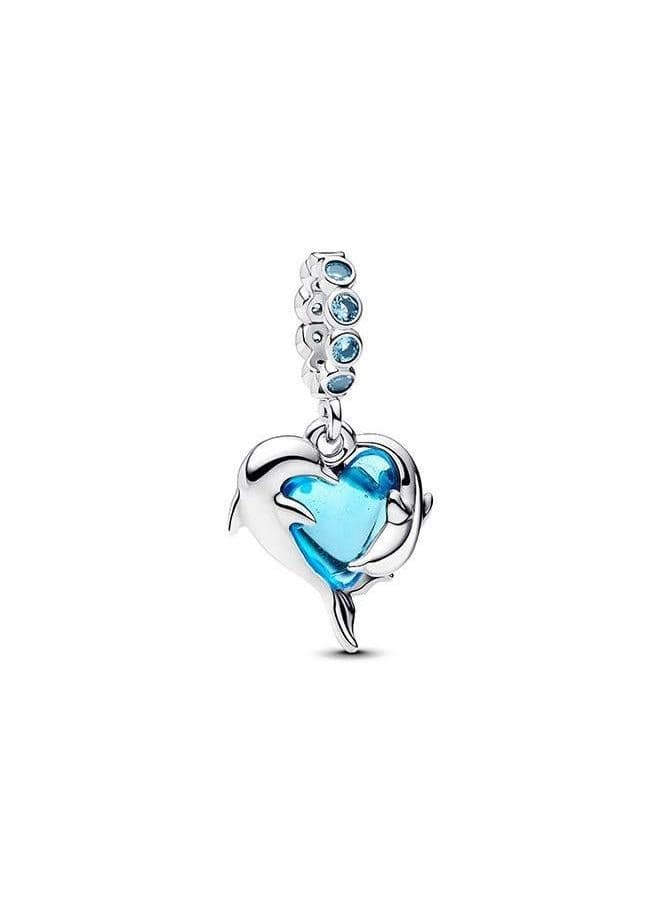 PANDORA Blue Murano Glass Dolphin Charm for Women - Image 1
