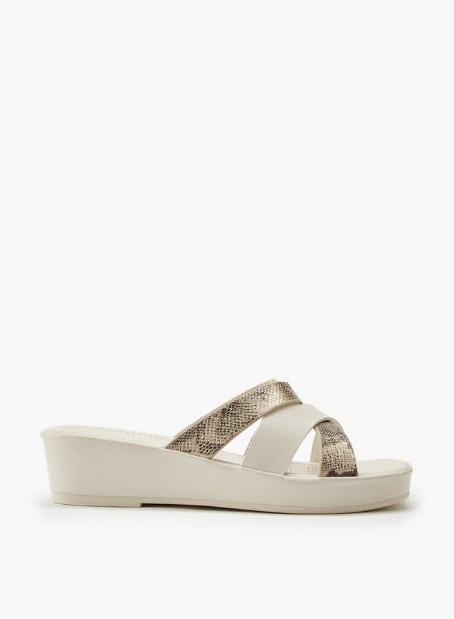 Onexak Fbt916 3 Textured Criss-Cross Cream Wedge Sandals - Image 1