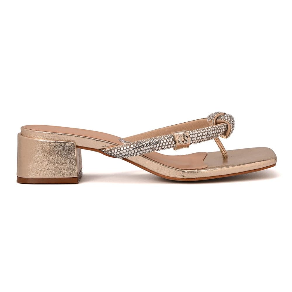 Elegant Golden Crystal Strap Mules – Brazilian Craftsmanship - Image 1