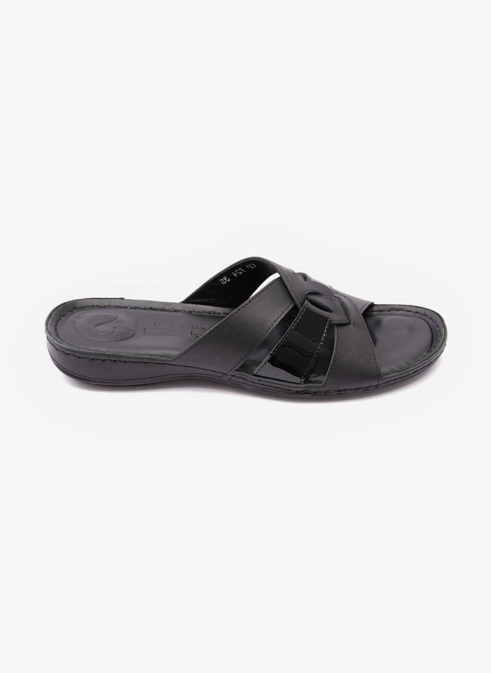 Elegance in Every Step: Soft Nappa Ladies Sandals Black - Image 1