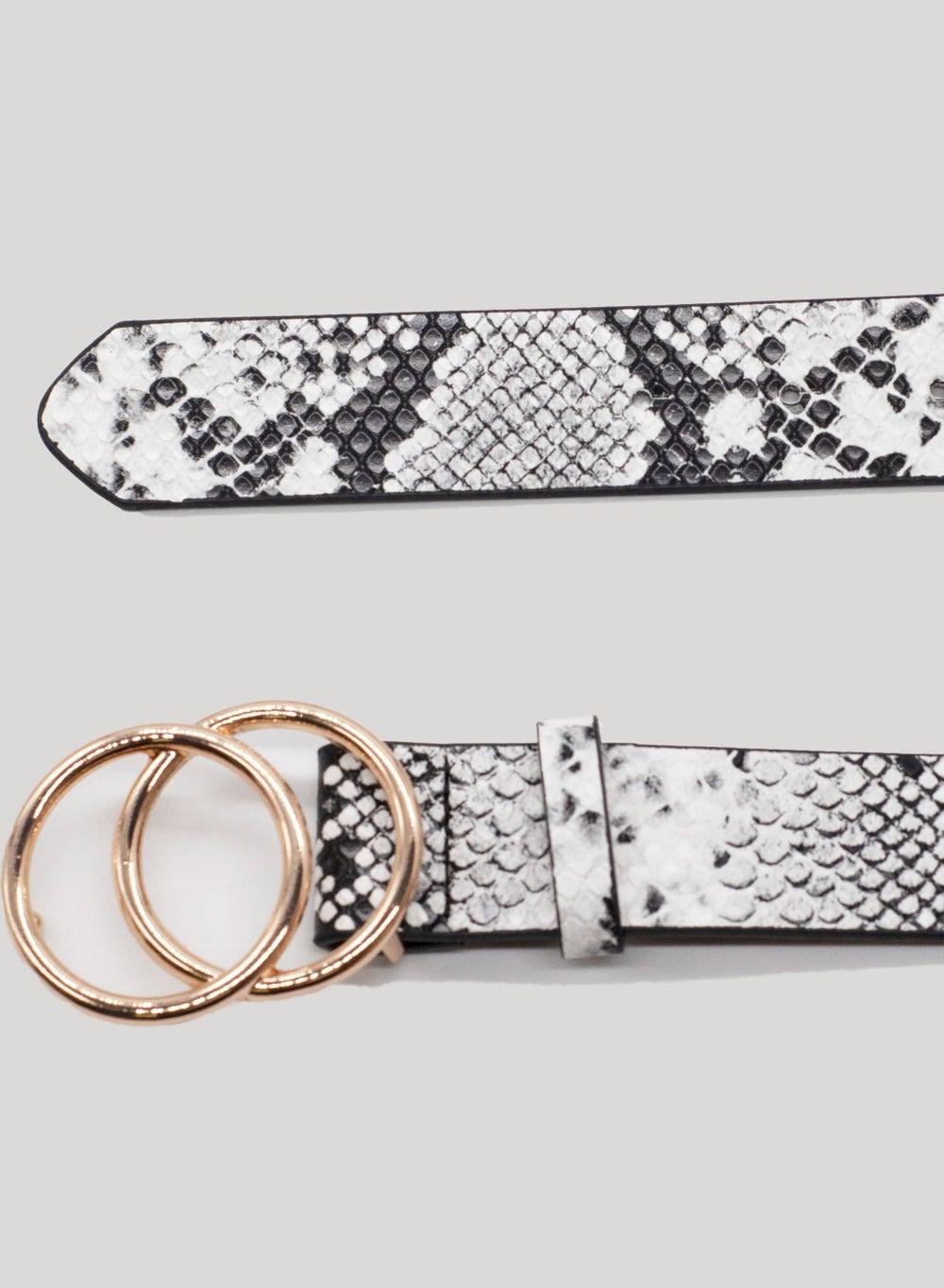 AMICA Chic Animal Print Buckle Belt-White: Vegan Elegance - Image 1