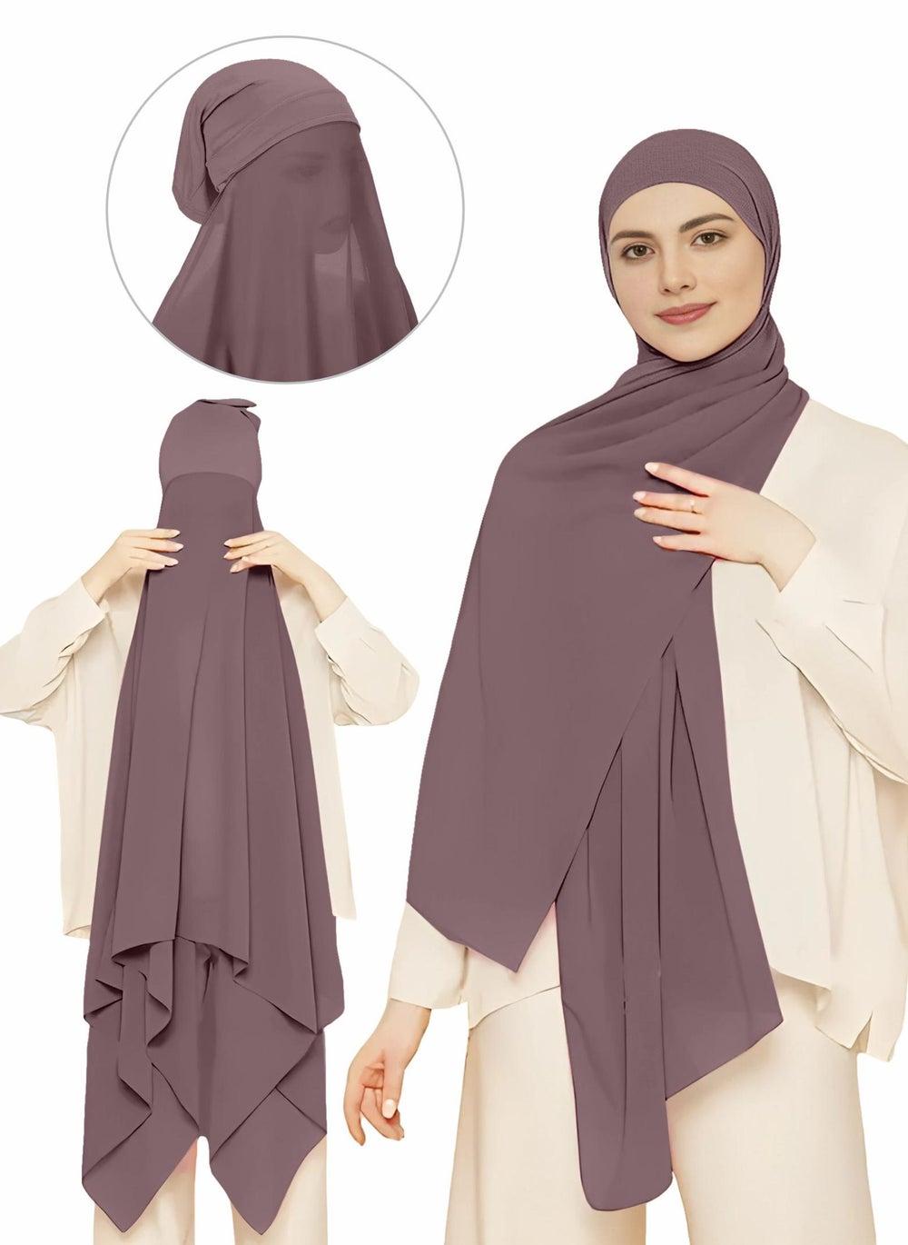 NUKHBAA Deep Taupe Pullover Hijab HC7 - Elegant Simplicity - Image 1