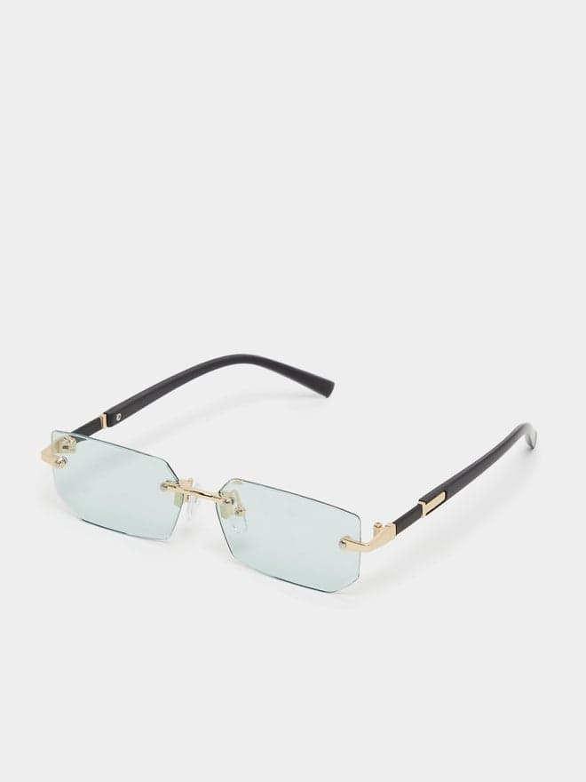 Styli Green Square Sunglasses for Men with Nose Pads - Image 1