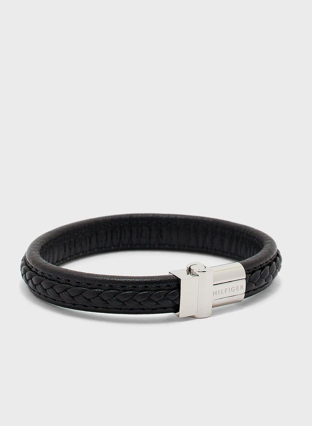 TOMMY HILFIGER Men's Elegant Leather Braided Bracelet - Image 1