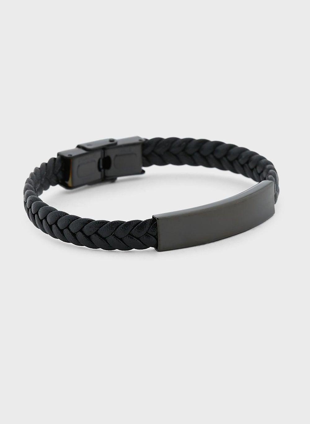 Seventy Five Elegant Men's Braided Leather Bracelet - Image 1