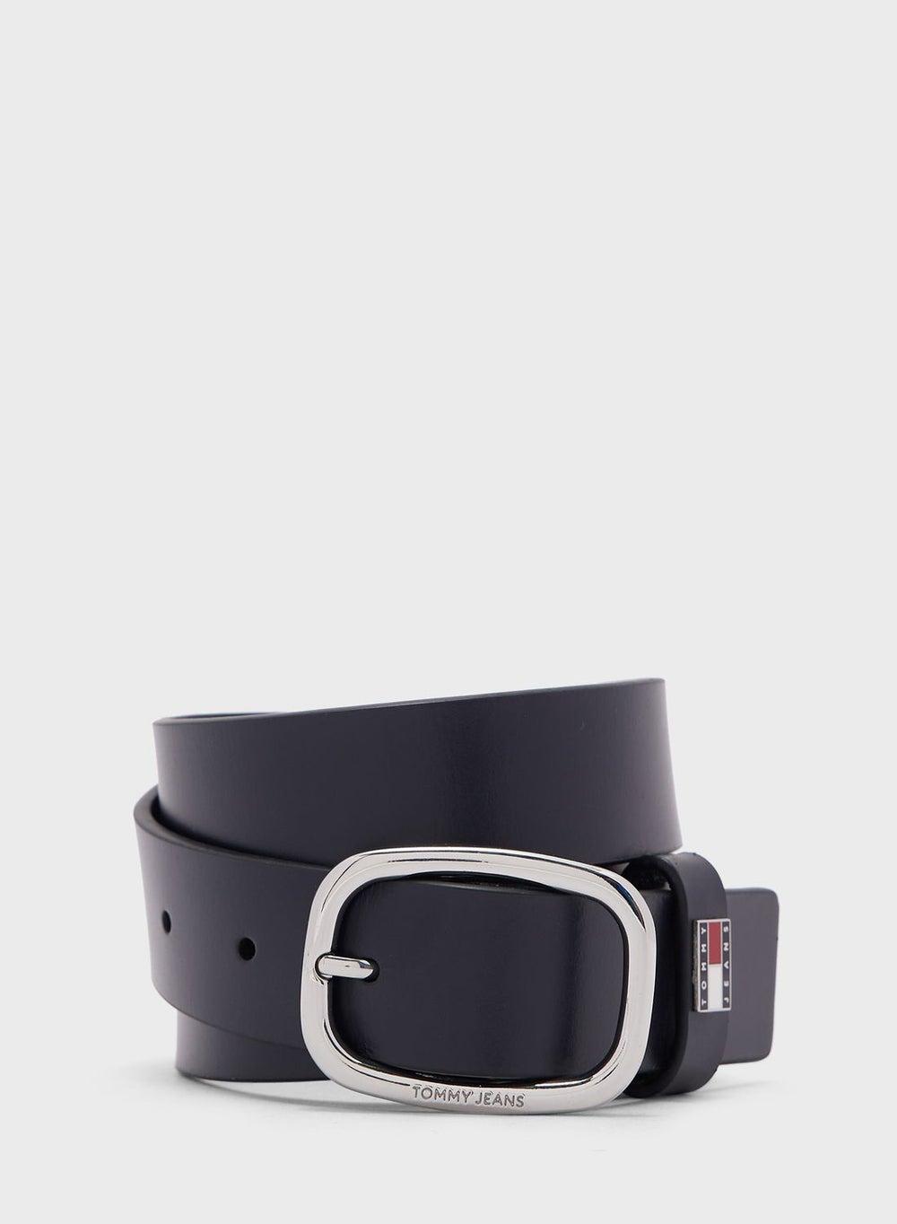TOMMY JEANS Men's Leather Belt with Logo Embossed Buckle - Image 1