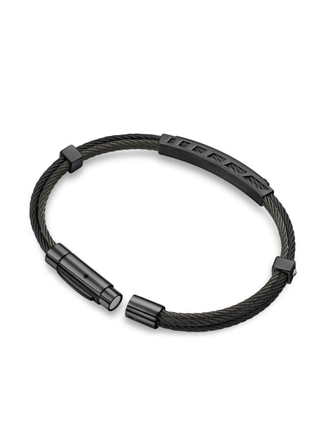 CERRUTI 1881 D Cable Men's Bracelet in Sleek Black - Image 1