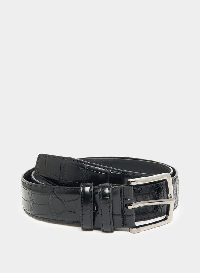 Styli Croc Embossed Men's Belt: Sleek Metal Buckle Design - Image 1