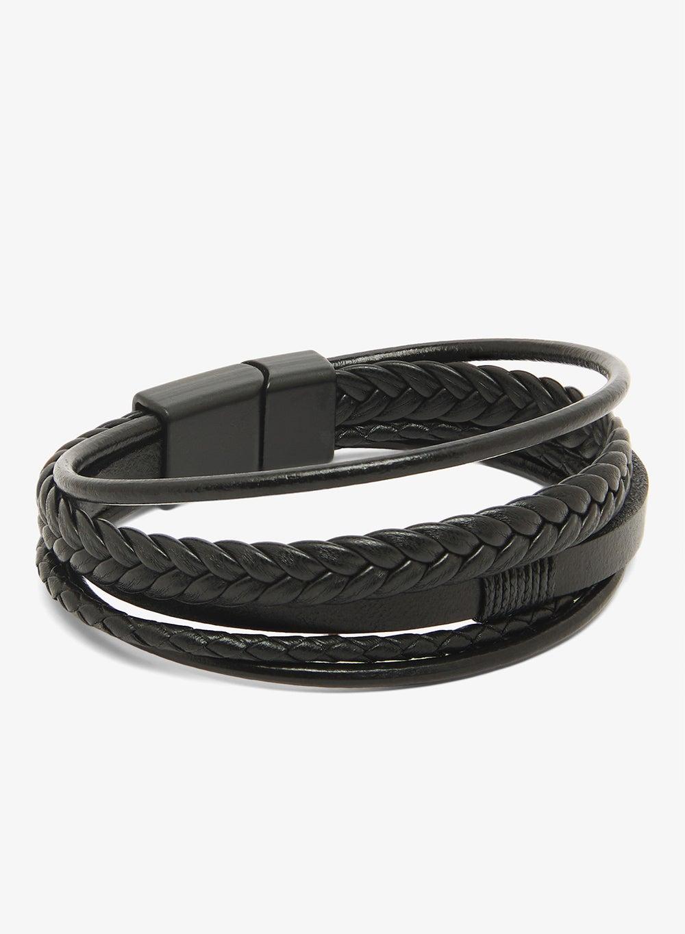 Seventy Five Men's Braided Faux Leather Bracelet - Image 1