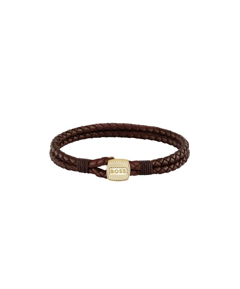 BOSS Casual Men's Leather Braided Bracelet - Image 1