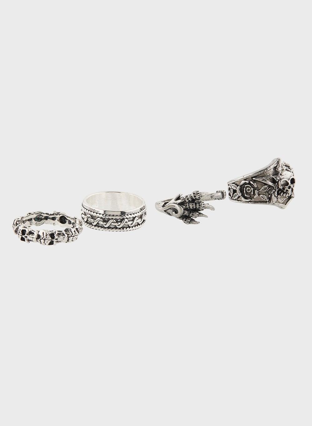 Seventy Five Men's 4-Pack Classic Biker Ring Set - Image 1
