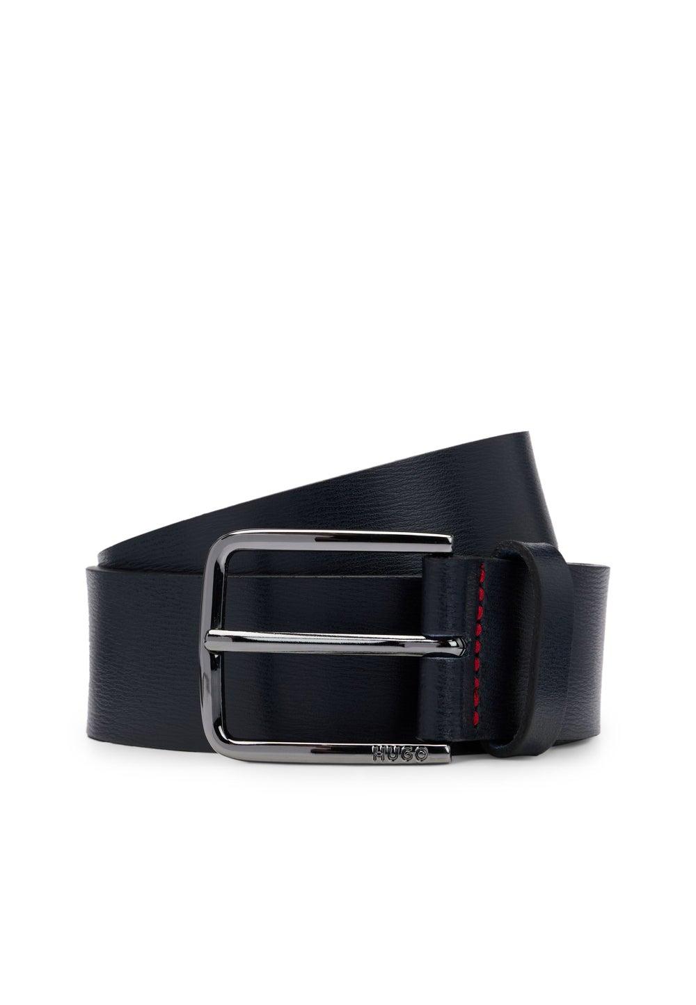 HUGO Signature Stitch Grained-Leather Men's Belt - Image 1