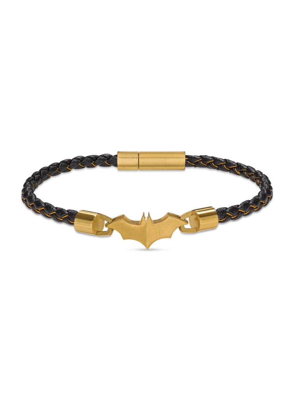 POLICE Batarang Black & Gold Edition Leather Bracelet - Image 1
