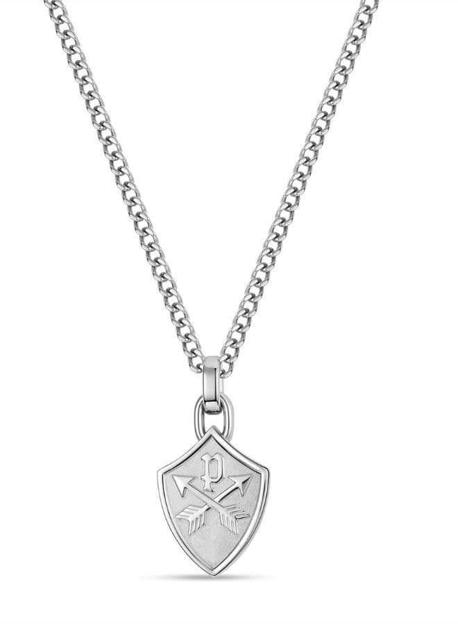 POLICE Heritage Crest Shiny Silver Necklace - Elegant Masculinity - Image 1