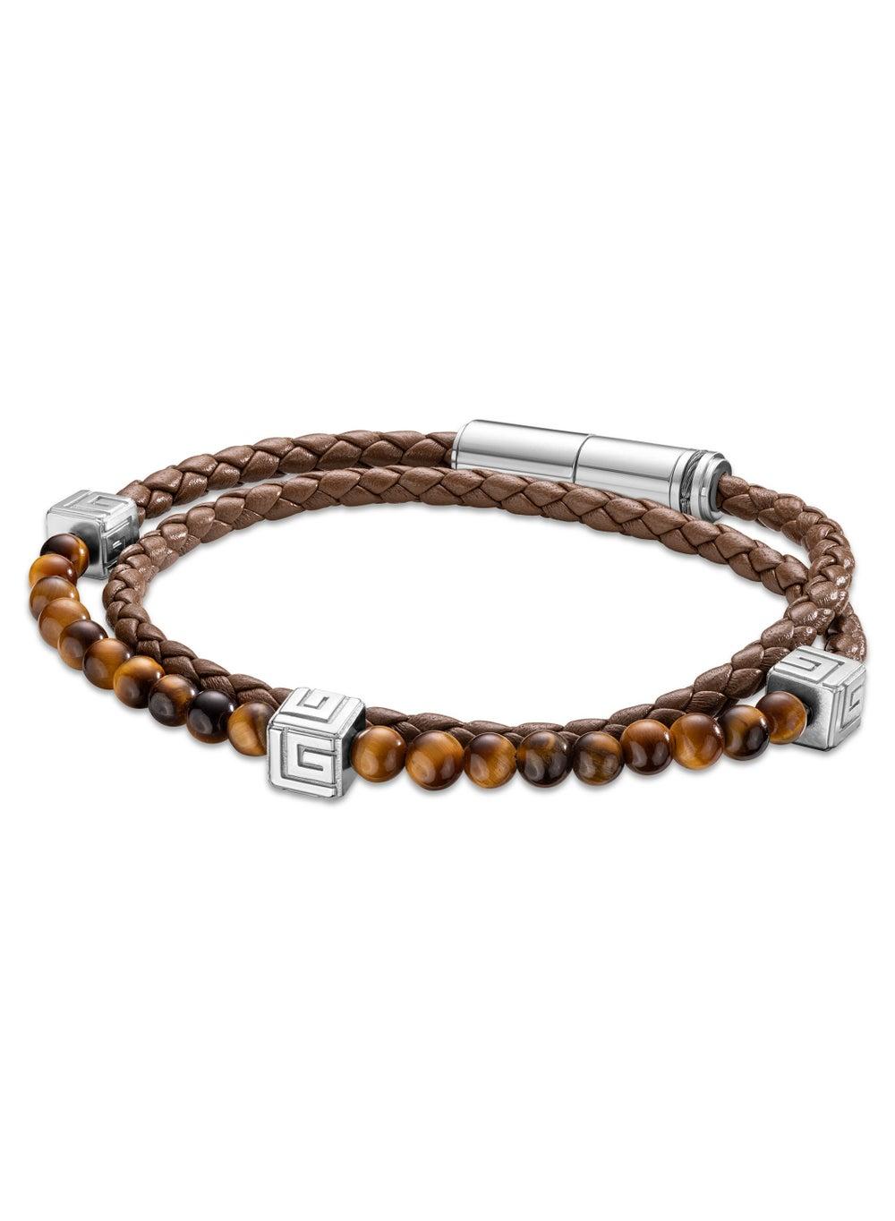 Guy Laroche Victor - Brown Leather & Tiger Eye Men's Bracelet - Image 1