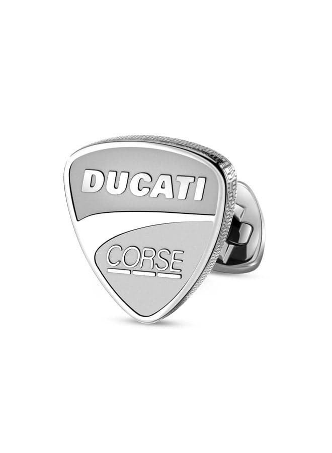 Ducati Corse Silver Scudetto Branded Cufflinks for Men - Image 1