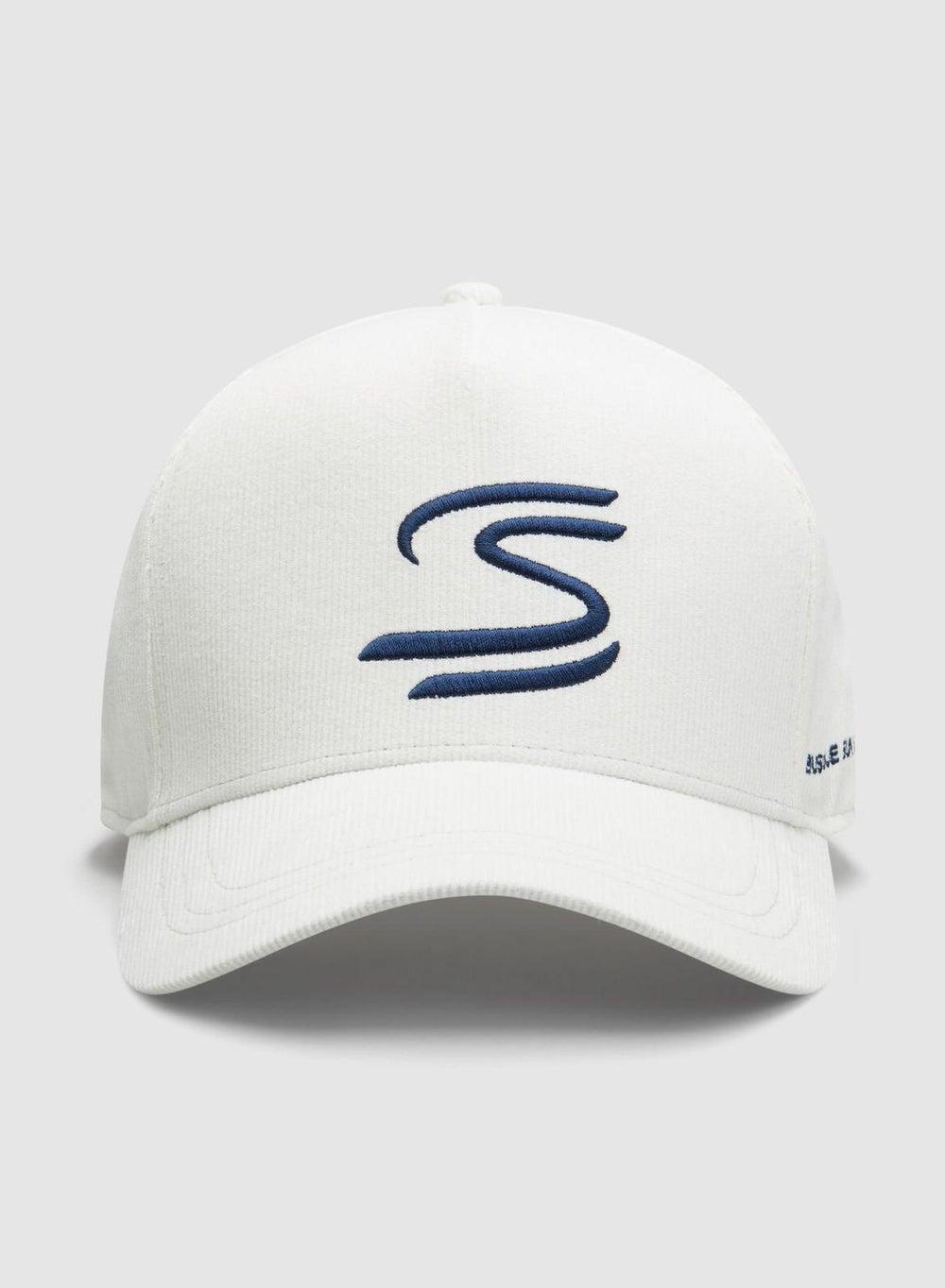 Ayrton Senna White Corduroy Trucker Cap - Iconic Style - Image 1