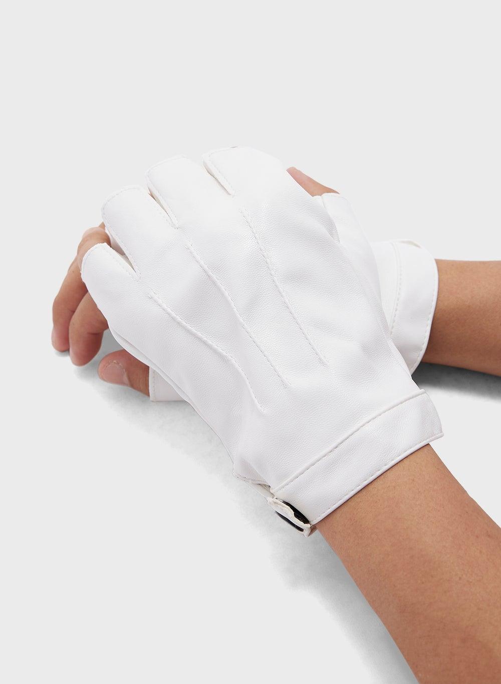 Robert Wood Men's Faux Leather Half-Finger Gloves - Image 1