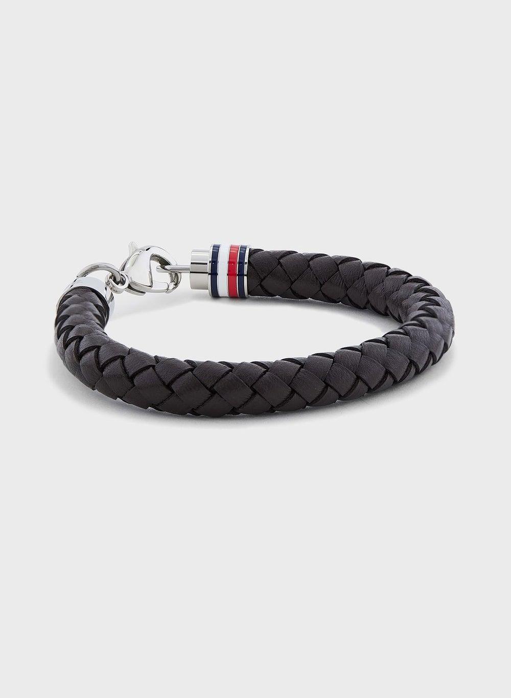 TOMMY HILFIGER Iconic Th Braided Leather Men's Bracelet - Image 1