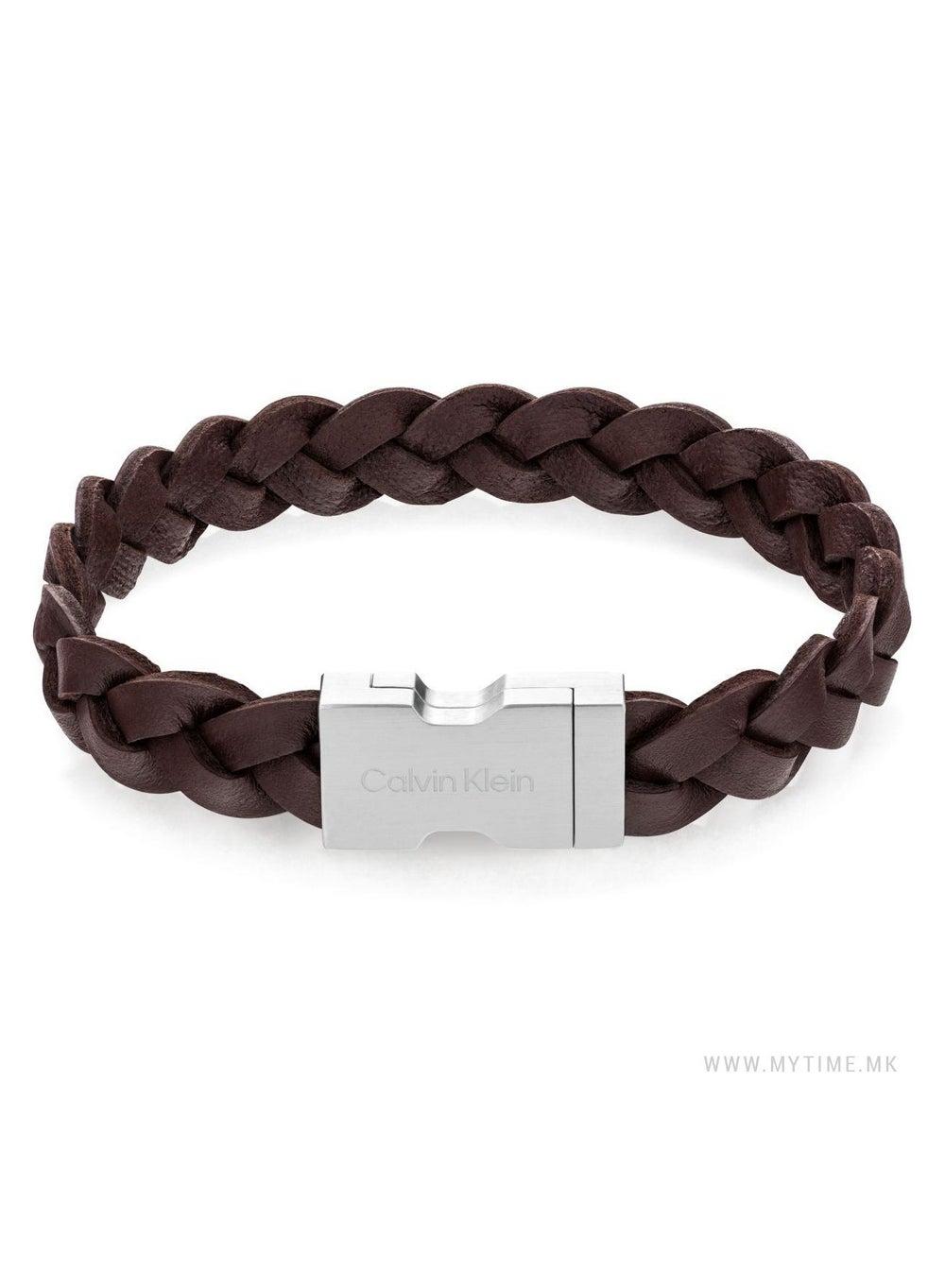 CALVIN KLEIN Industrial-Chic Leather Bracelet for Men - Image 1