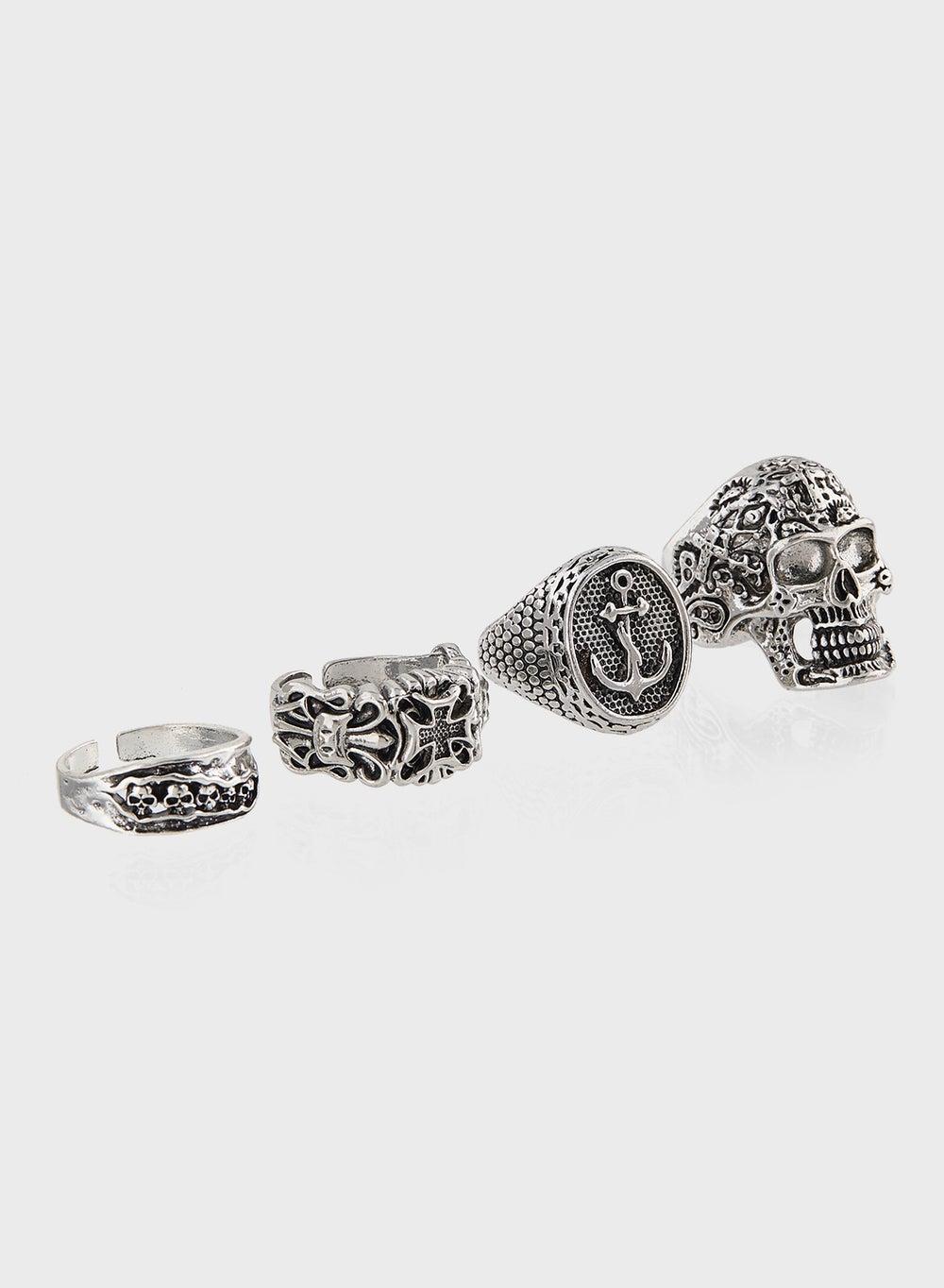 Seventy Five 4-Pack: Bold Biker Ring Set for Men - Image 1