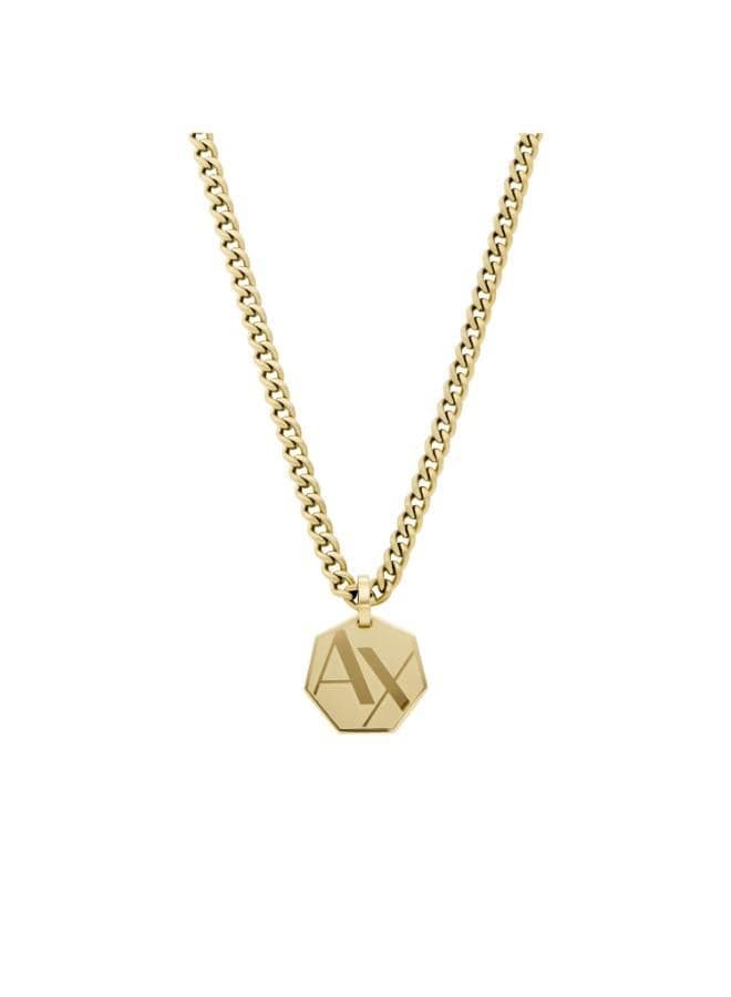 Armani Exchange Axg0152710: Sleek Gold-Tone Men's Pendant - Image 1