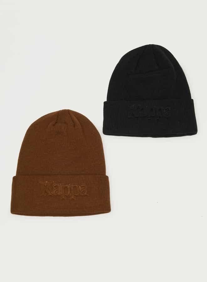 Kappa Textured Logo Beanie Cap Duo for Men - Image 1