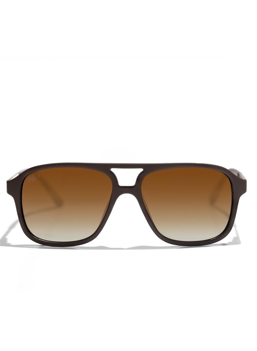 Selfie SE8223-C6: Chic Polarized Brown Navigator Sunglasses - Image 1