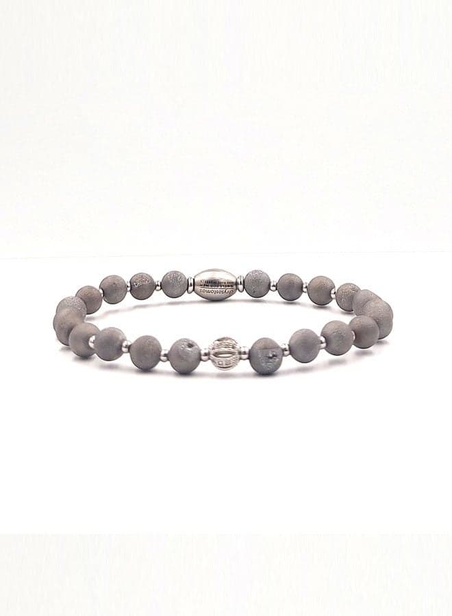 CHRYSOSTOMOS Silver Druzy Agate & Hematite Men's Bracelet - Image 1