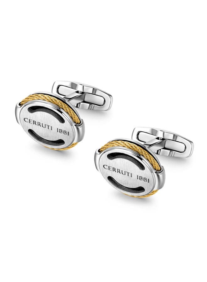 CERRUTI 1881 Elegant Silver and Gold D Cable Cufflinks - Image 1