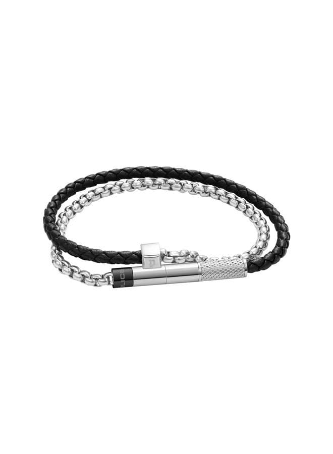 POLICE PEAGB0011501 Men's Blend Stainless Steel & Leather Bracelet - Image 1