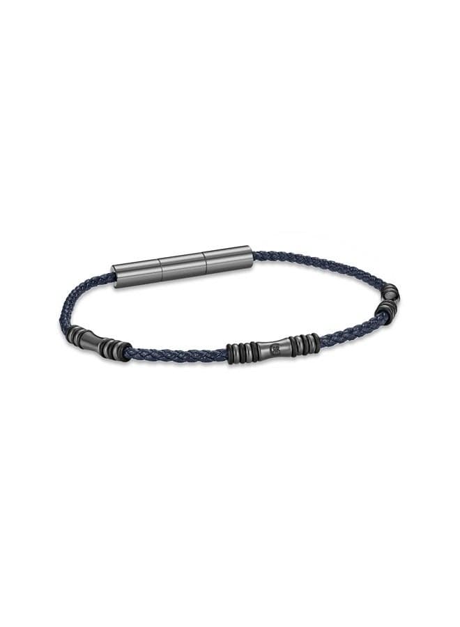 CERRUTI 1881 Angelo Leather Bracelet in Navy & Black - Image 1