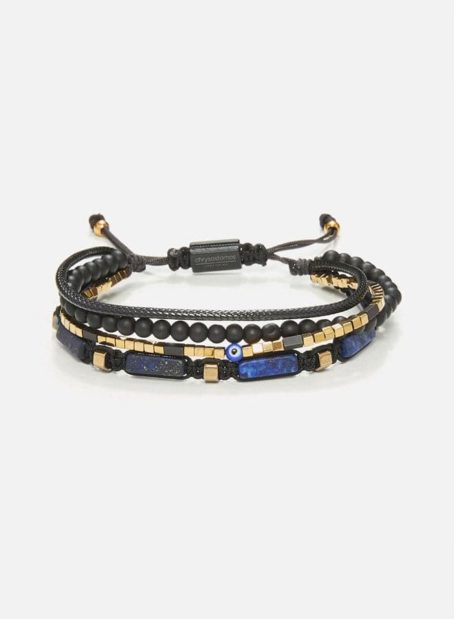 CHRYSOSTOMOS Black Matte Onyx Multi-Line Men's Bracelet - Image 1